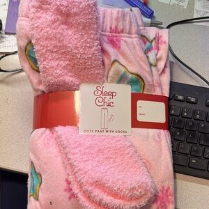 Pink Cozy Pajama Bottoms with Socks